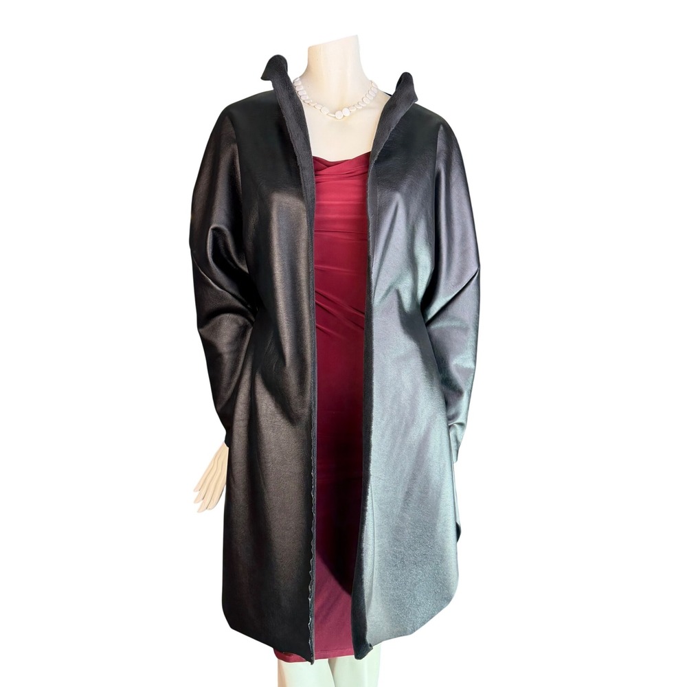 Simple Clothing Reversible Jacket Faux Leather Fleece Black Matrix Minimalist M